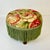 1960s Vintage English Garden Roses Linen & Sage Fringe 3-Legged Footstool, Newly Re-Upholstered For Sale - Image 11 of 13