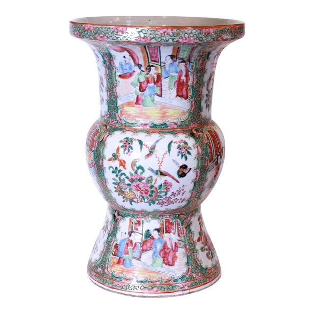 Rose Medallion Chinese Export Porcelain Ku Vase For Sale