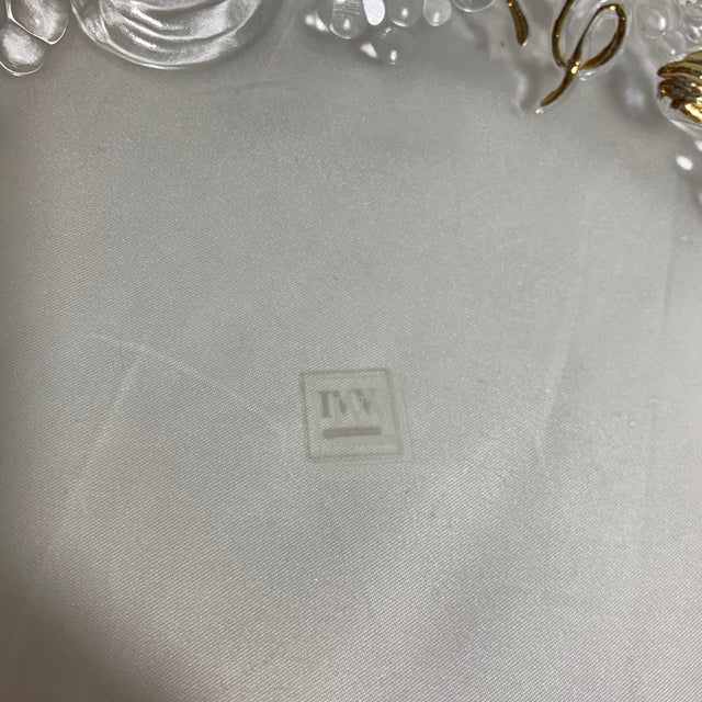 1990s 14” Ivv Textured Glass Fall Pumpkin Centerpiece Dish With Gold Gilt Accent Leaves Made in Italy For Sale - Image 5 of 5