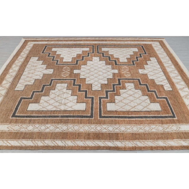 6x9Ft.Brown Cream Grey Jute Taureg Inspired Soumek Jute Hand Woven Rug For Sale - Image 9 of 12