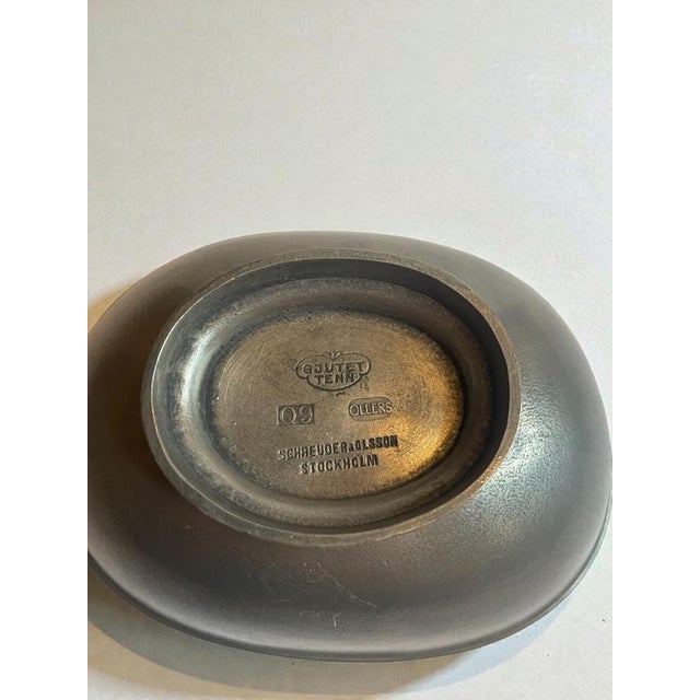 Metal Swedish Modern Pewter Bowl by Edvin Ollers for Schreuder & Olsson, 1966 For Sale - Image 7 of 8