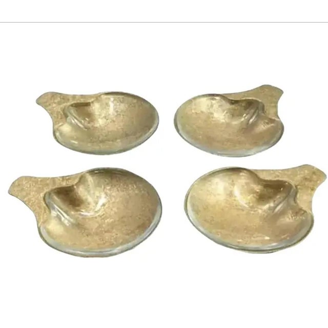 1950s Hollywood Regency 14 Kt. Gold Plated Florentine Footed Metal Salt Cellars- Set of 4 For Sale In Atlanta - Image 6 of 6