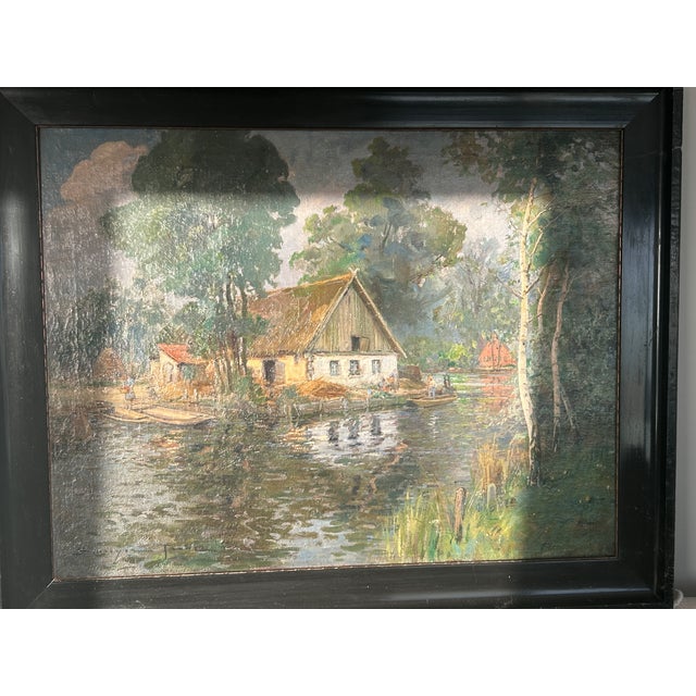 Wood Late 19th Century "Sonntag Im Spreewald (Kahn Bei Lübbenau) " by Franz Schreyer (1858-1938) For Sale - Image 7 of 11