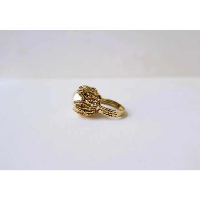 Pearl Gold Cocktail Ring, Circa Mid-20th Century For Sale - Image 10 of 12