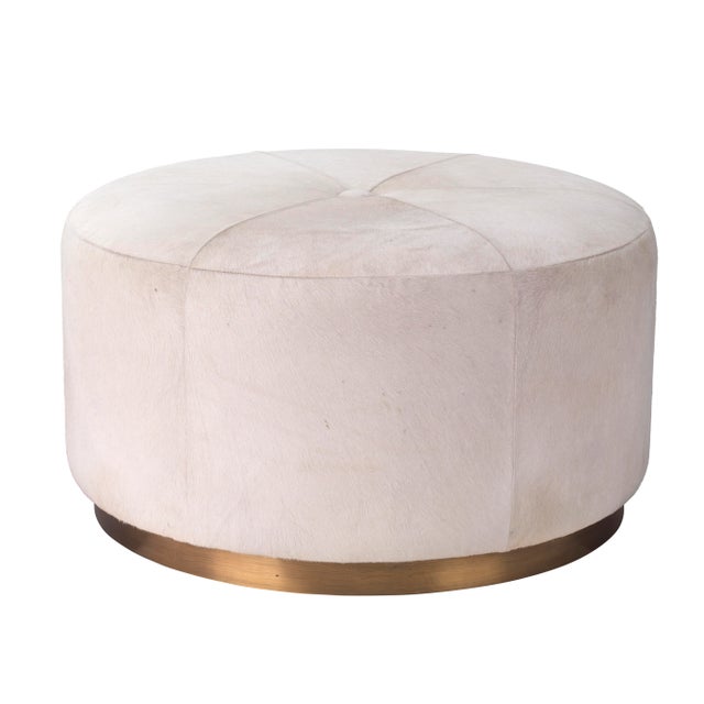 2020s Jamie Young Thackeray Round Pouf in White, Large For Sale - Image 5 of 5