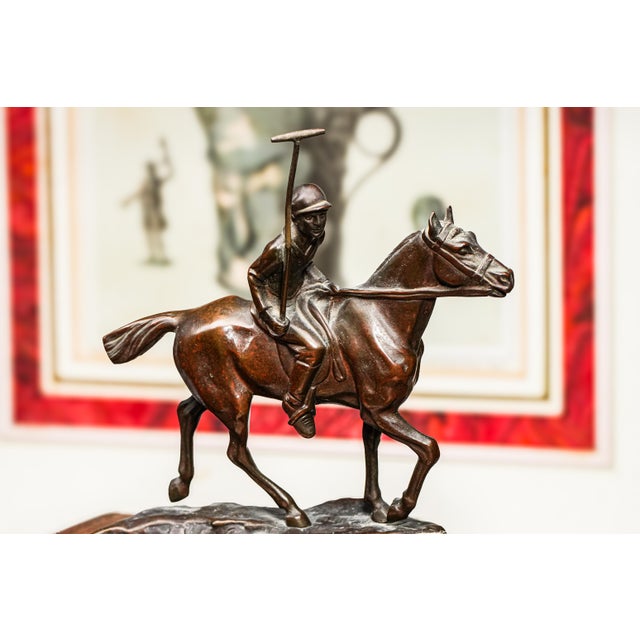 Antique Austrian Bronze Horse Polo Player Statue Sculpture Catchall Equestrian Desk Jewelry Dresser Home Decor For Sale - Image 16 of 17