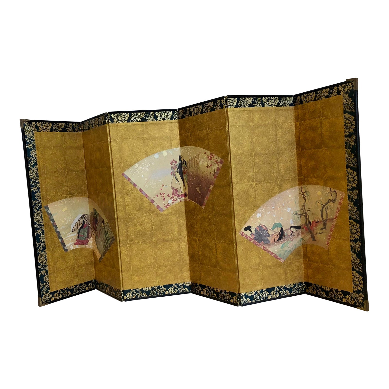 Vintage Chinese Miniature Table Top Six-Panel Folding Screen | Chairish