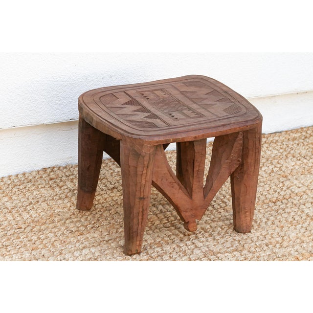 Tribal Geometric African Stool For Sale - Image 4 of 8