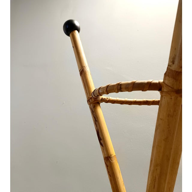 Wicker and Bamboo Coat Rack attributed to Fratelli Castano, Italy, 1970s For Sale - Image 11 of 14
