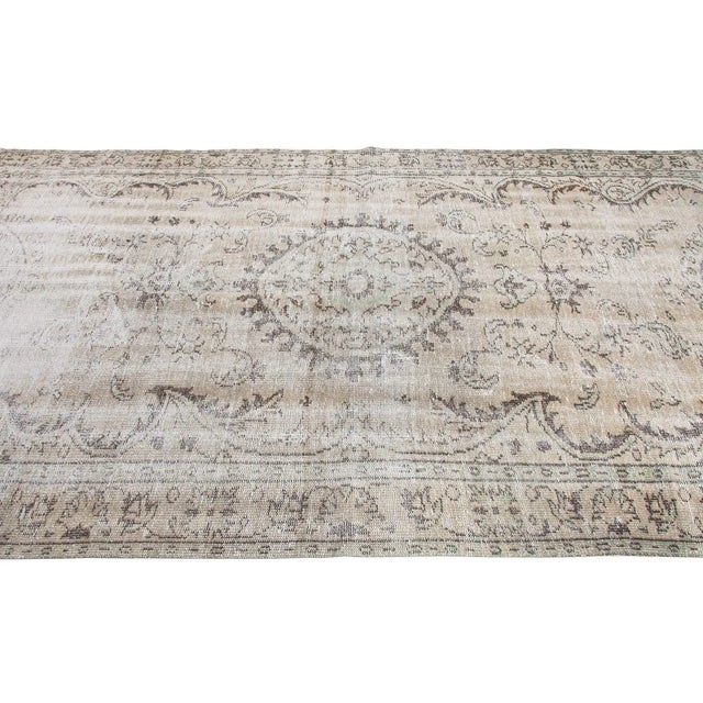 Distressed Vintage Turkish Oushak Rug For Sale - Image 4 of 6