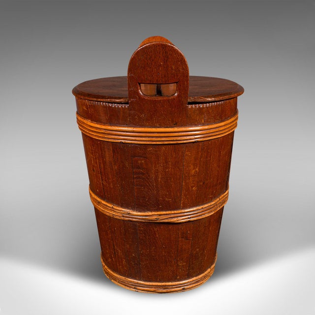 Antique Lidded Waste Bin, Georgian, Dutch, Oak, Fruitwood, Fireside Store c.1800 For Sale - Image 4 of 10