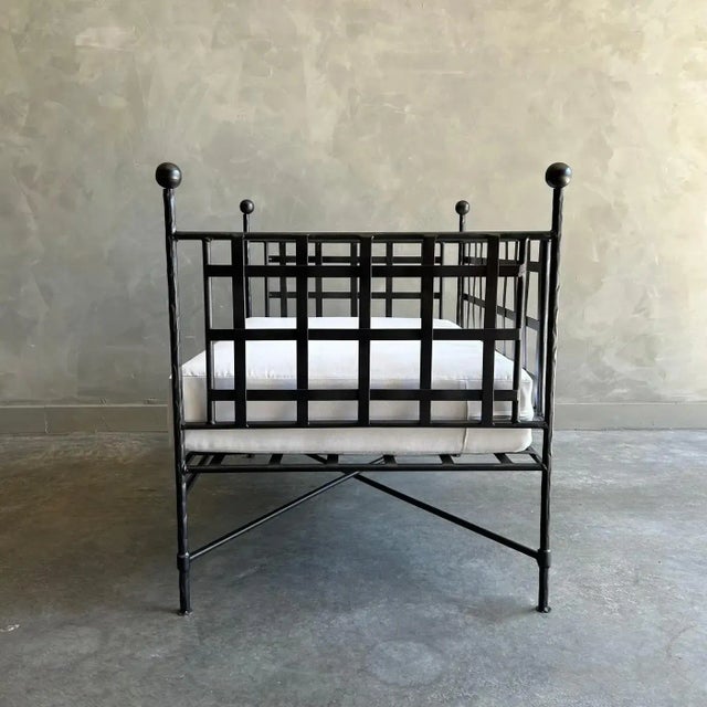 Custom Made Black French Style Outdoor Garden Lounge Chair For Sale - Image 4 of 9