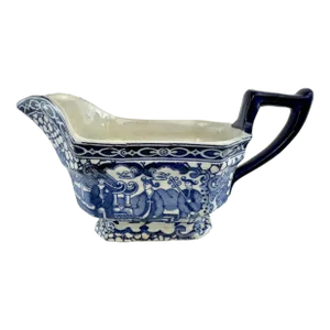 Antique Late 19th Century English Adams Blue and White Transferware Gravy Boat