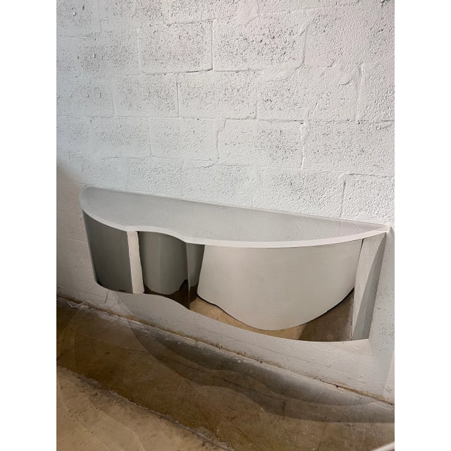 Brueton Mid-Century Custom Polished Steel and Frosted Lucite Illuminated Floating Shelf or Console For Sale - Image 4 of 13