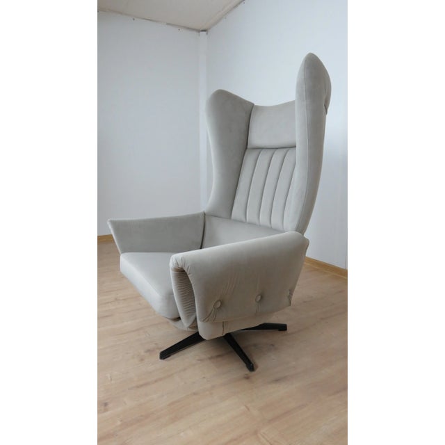 Gray Armchair with Ears by UP Zavody For Sale - Image 8 of 12
