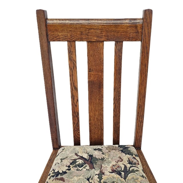 Brown Antique 1910s Mission Tiger Oak Dining Chairs Set of 2 Restored For Sale - Image 8 of 12