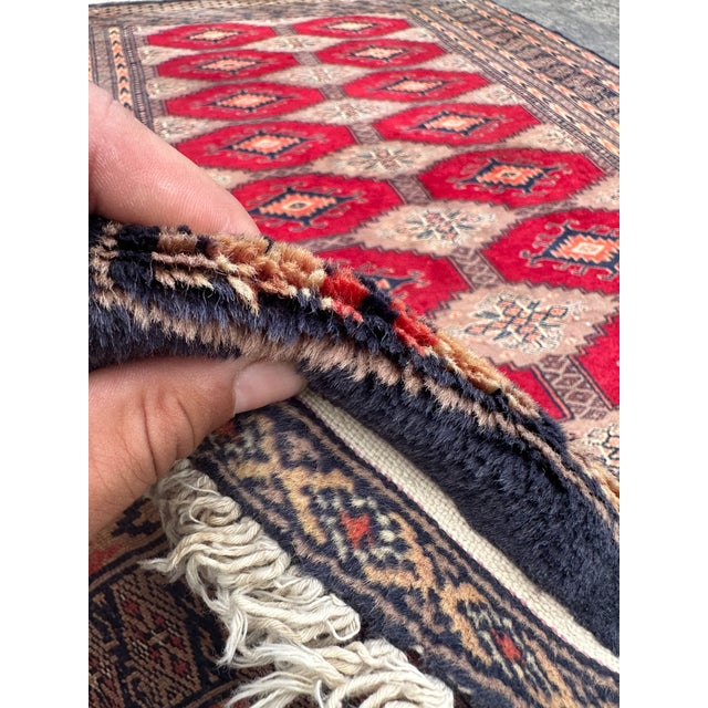 Textile Hand Knotted Vintage Pakistani Tribal Rug For Sale - Image 7 of 8