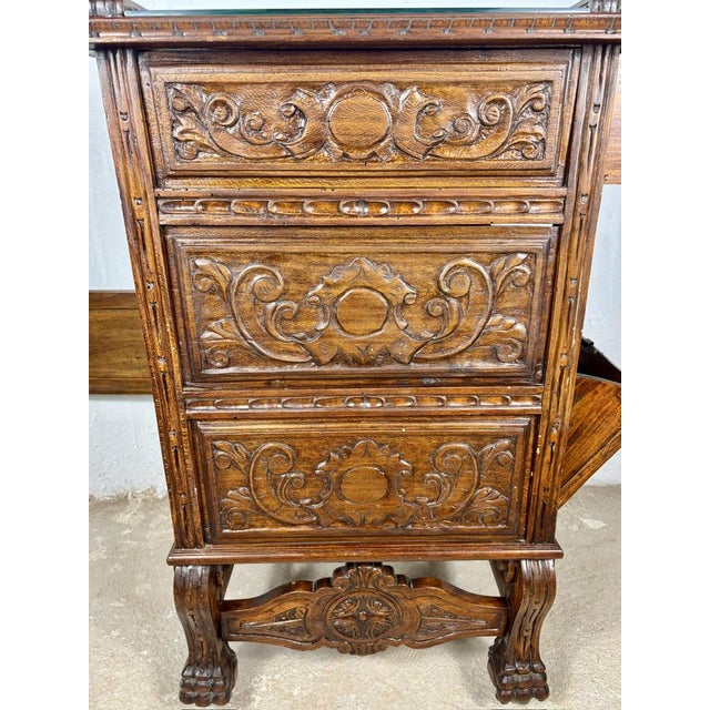 Victorian Carved Oak Serving Cabinet, 1920s For Sale - Image 10 of 14