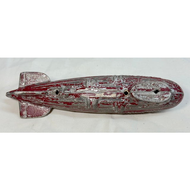 Antique 1920's Original Ac Williams Red Graf Zeppelin Cast Iron Coin Still Bank For Sale - Image 12 of 12