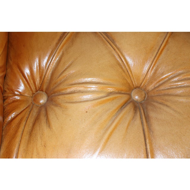 Fine Quality Custom Tufted Caramel Hued Chesterfield Sofa Settee 71 Inches Long For Sale - Image 14 of 15