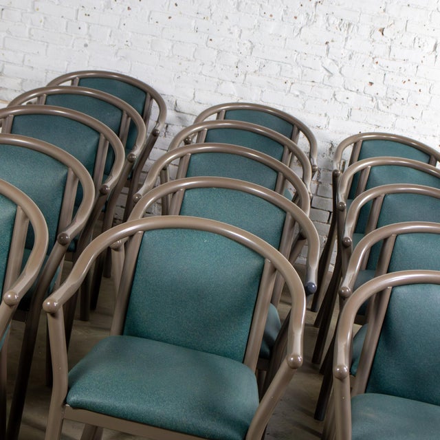Late 20th Century Modern Set of 15 MTS Dining or Waiting Room Chairs Gray Frames & Blue Vinyl For Sale - Image 10 of 18