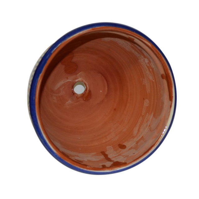 Art Deco Vintage Moroccan Spanish Garden Drain Hole Ceramic Terracotta Planter For Sale - Image 3 of 4