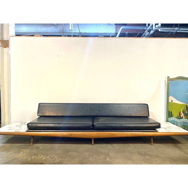 1960s Adrian Pearsall Attributed Daybed in Walnut With Carrera Marble Endtables For Sale - Image 13 of 16