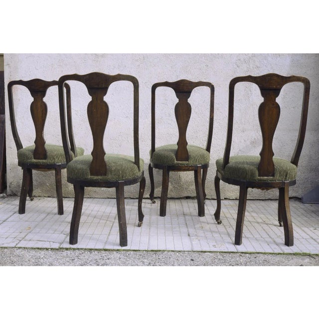 Brown Oak Chairs with Arched Backrests, England, 1870s, Set of 4 For Sale - Image 8 of 9