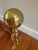 English Howes-Marked Brass Fireplace Tool Set and Stand With Cannonball Andirons, Made in Usa For Sale - Image 3 of 13