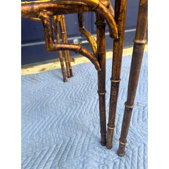 Faux Bamboo Burnished Gilt Nesting Tables, Set of Three For Sale - Image 16 of 18
