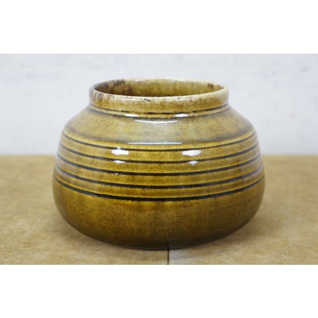 Mid 20th Century Thai Celadon Studio Art Pottery Ribbed Beehive Vase Pot Cachepot Jar 6" For Sale - Image 5 of 11