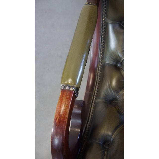 Wood Chesterfield Armchair in Cowhide and Wood For Sale - Image 7 of 14