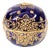 Antique Spherical Cobalt Blue Jewelled Porcelain Trinket Box from Coalport, 1880 For Sale