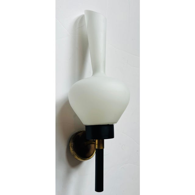 White Large Grand Pair of French 1950s Mid Century Wall Lamps For Sale - Image 8 of 12