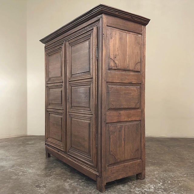 Wood 18th Century Rustic Country French Oak Armoire For Sale - Image 7 of 18
