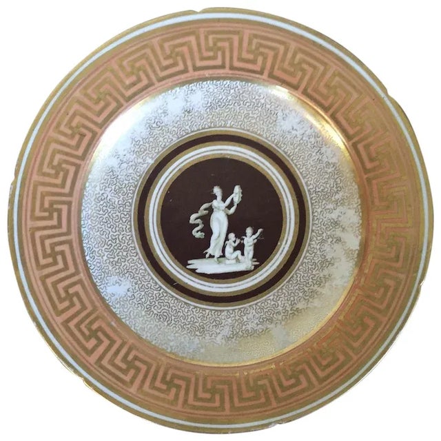 1810 English Regency Coalport Plate with a Classical Figure and Gilt Greek Key Border For Sale - Image 10 of 10