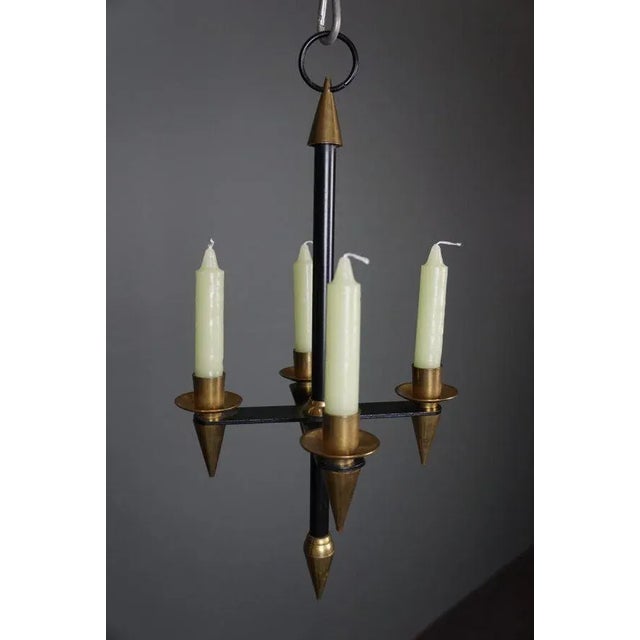 Metal Candelabra in Black Metal and Brass attributed to Gio Ponti For Sale - Image 7 of 9