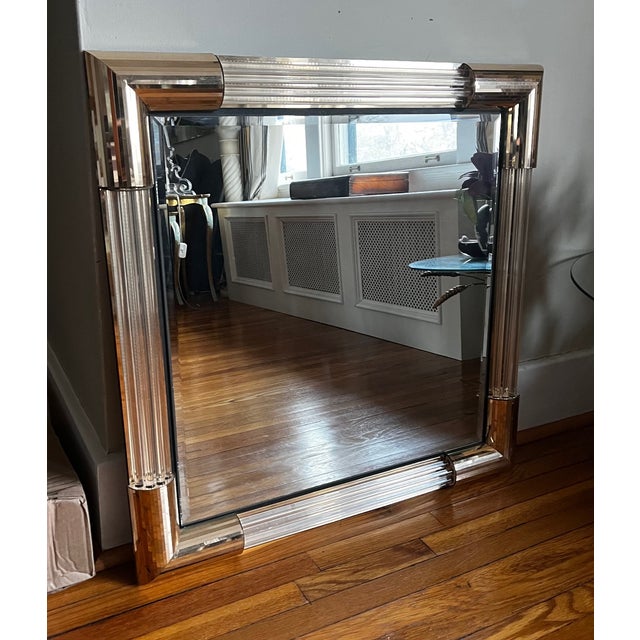 Gold 1970s Charles Hollis Jones Style Lucite Mirror For Sale - Image 8 of 9