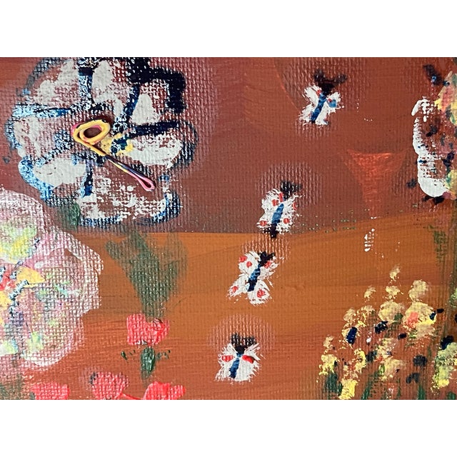 Sculpture Materials 1970s Modern Abstract Mixed Media Painting Folk Art Naive Style Magic Garden at Sunset W 3 Hedgehogs For Sale - Image 7 of 7