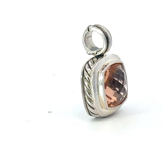 Authentic David Yurman Morganite Albion Pendant 14 mm Sterling Silver Estate DY679 Retail: $899.00 TRUSTED SELLER SINCE...