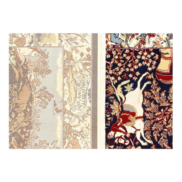 Traditional Pasargad DC Navy Hunting Design Wool Runner Rug For Sale - Image 3 of 3