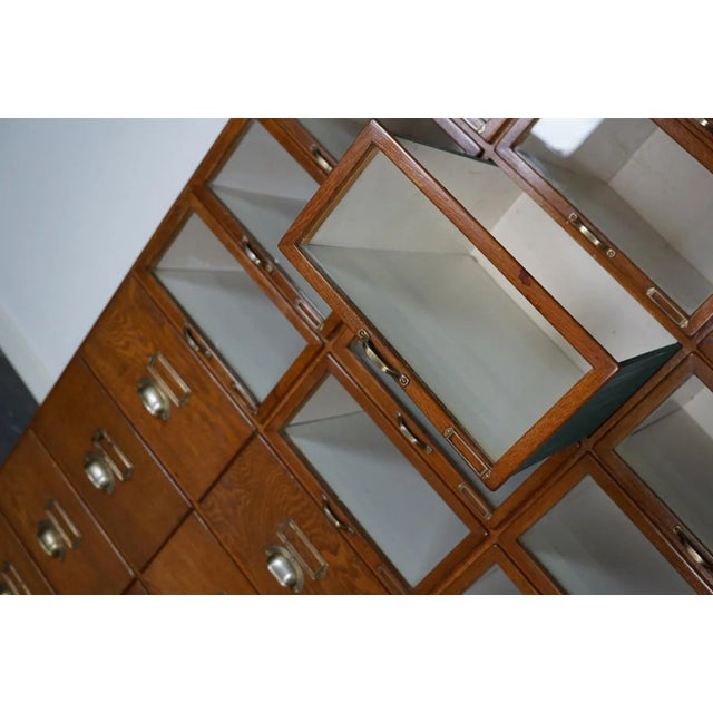 Gold Large Vintage Dutch Oak Haberdashery Shop Cabinet, 1930s For Sale - Image 8 of 18