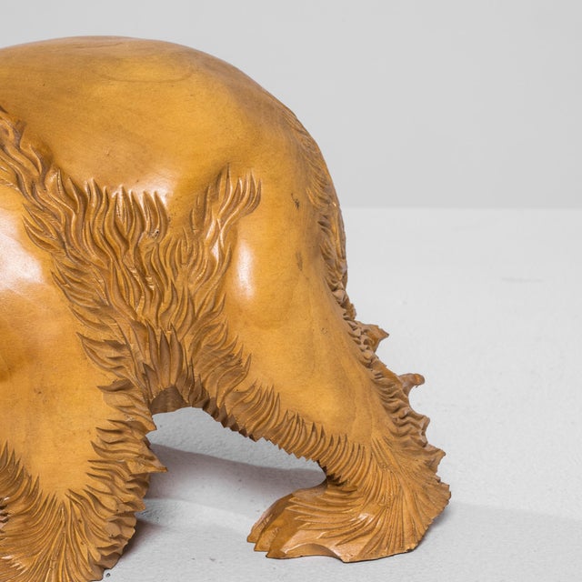 20th Century Japanese Wooden Bear Sculpture | Chairish