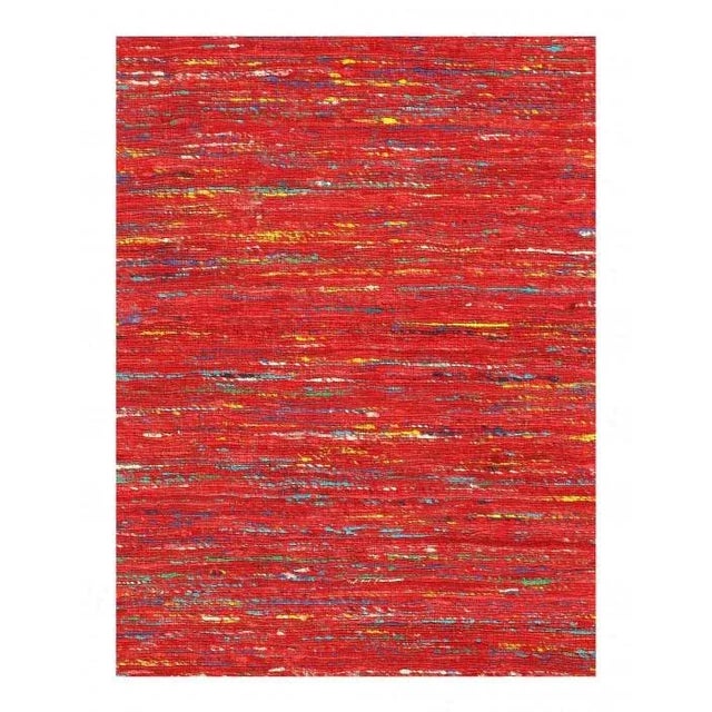 Modern Pasargad Red Sari-Silk Modern Flat Weave Runner 2'4'' X 10 For Sale - Image 3 of 5