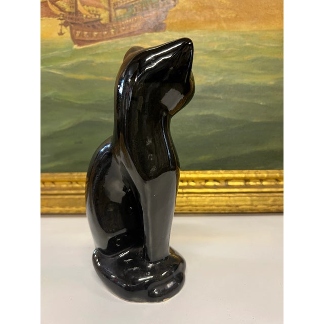 Mid-Century Halloween Decor Ceramic Black Cat. For Sale - Image 4 of 7