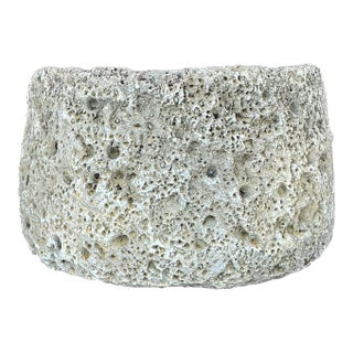 Vintage Boho Cast Cement Crater Planter For Sale