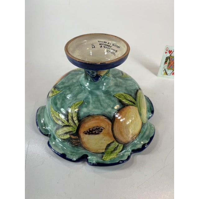 Mid 20th Century Fruit Bowl Footed Ceramic, Santa Rosa, Majolica Style, Vantage Mexican Pottery For Sale - Image 15 of 15