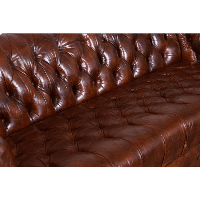 Vintage Brown Leather Chesterfield Sofa For Sale - Image 13 of 13