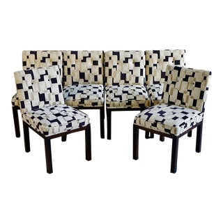 Mid-Century Parsons Style Upholstered Dining Chairs - Set of 8 For Sale