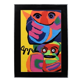 1960s Karel Appel Colorful Rhino and Monkey Framed Print For Sale